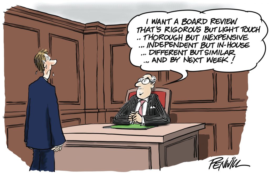 I want a Board review that's rigorous but light touch