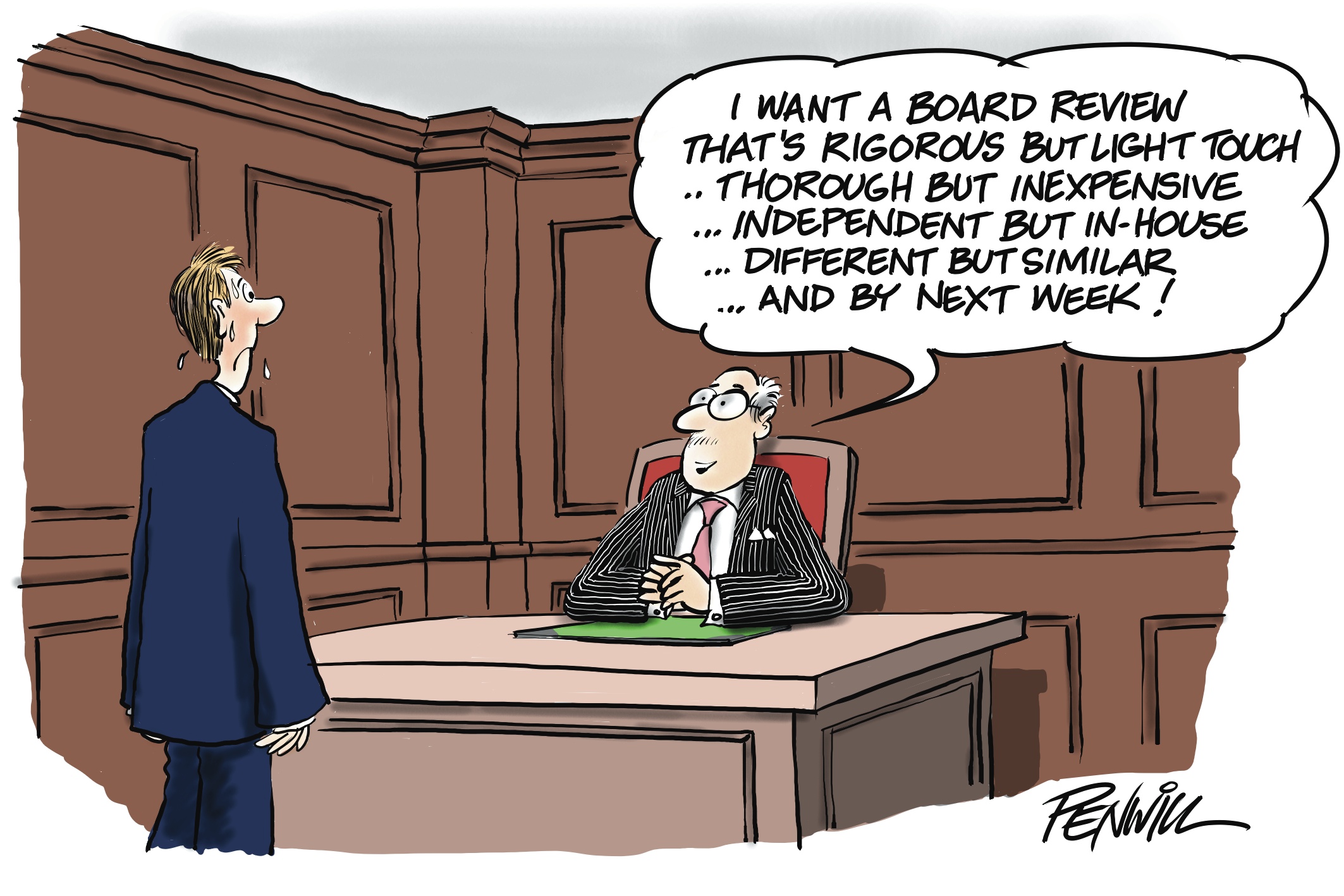 I want a Board review that's rigorous but light touch
